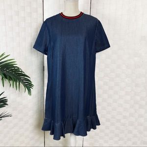 Ted Baker Meggi Blue Jean Frilled Hem Short Sleeve Dress